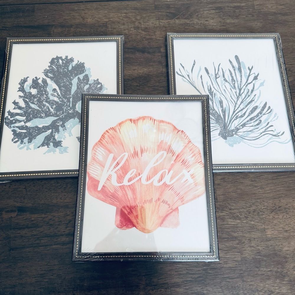 Beach Coastal Wall Art 3-pc Framed Set
